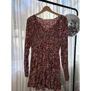 Beach Lunch Lounge Brown Cheetah Print Dress